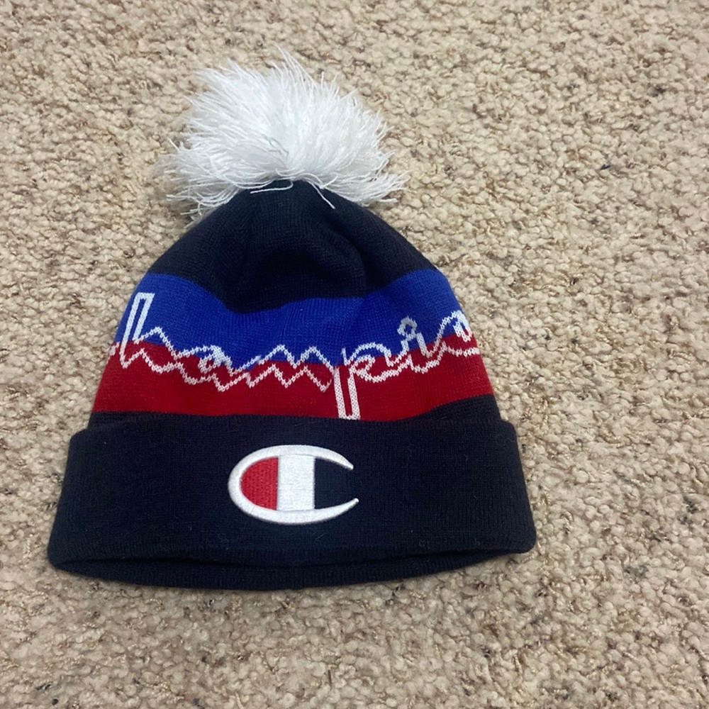 Navy blue, red and royal blue champion hat
